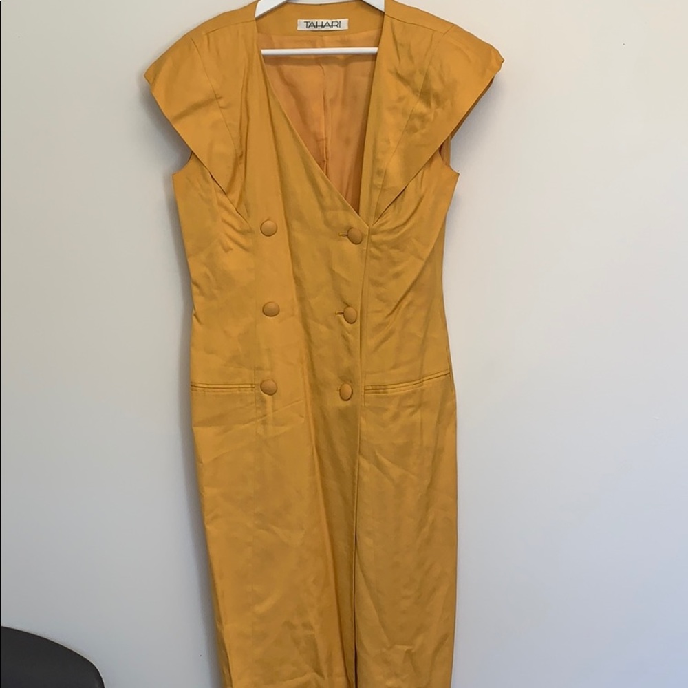 Tahari mustard dress size 12